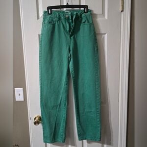 Princess Polly High Waist Tapered Leg Green Wash Mom Jeans, Relaxed Fit, EUC!